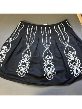 Black Whimsigoth Fairycore Skater Skirt Pleated Boho Fantasy Mini Skirt Size 12